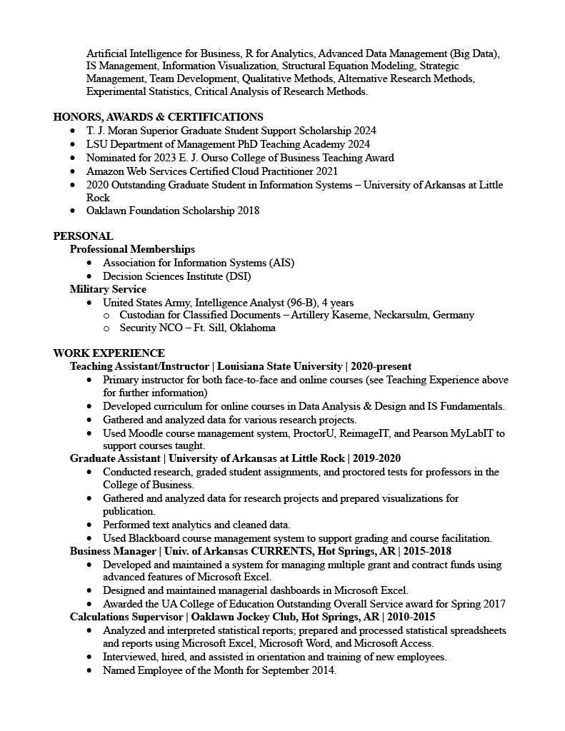 DeAnn Almond Curriculum Vitae 4th page